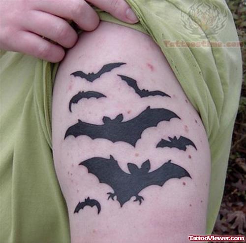 Black Bat Tattoos On Biceps