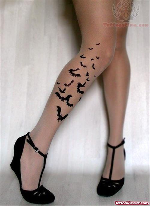 Bat Tattoos On Leg