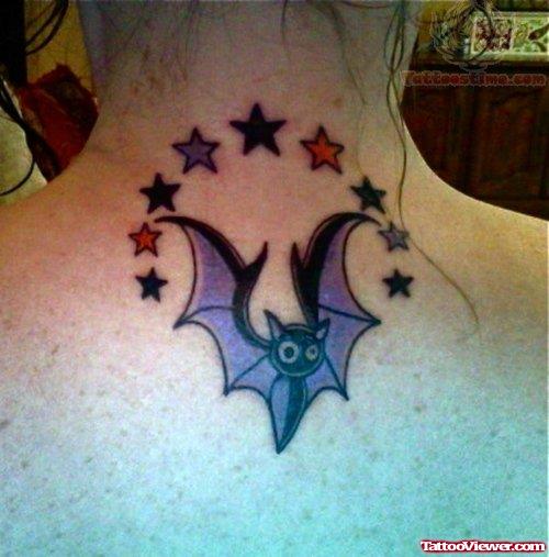 My Bat Tattoo On Back Neck