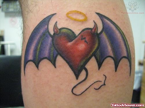 Heart With Bat Wings Tattoo