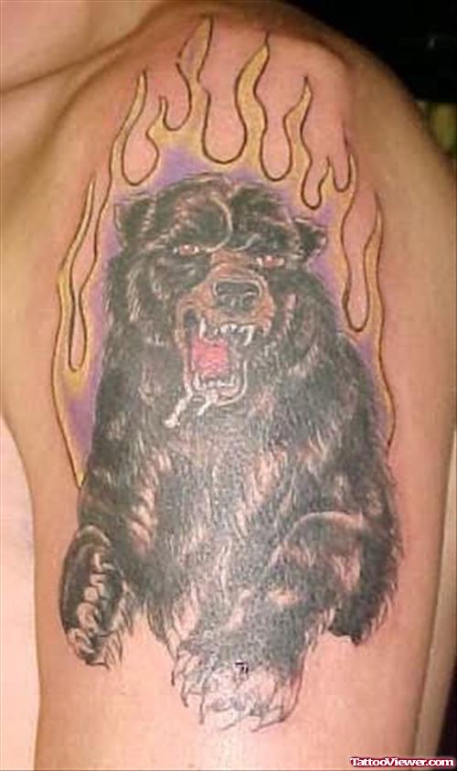 Bear In fire Tattoo