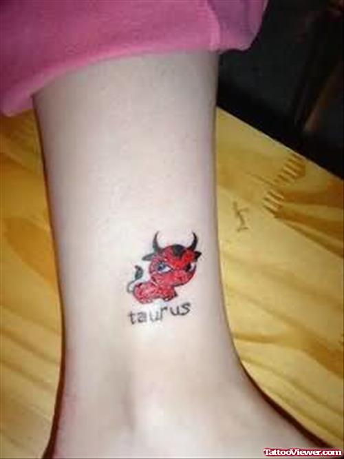 Bull Tattoo Design On Leg