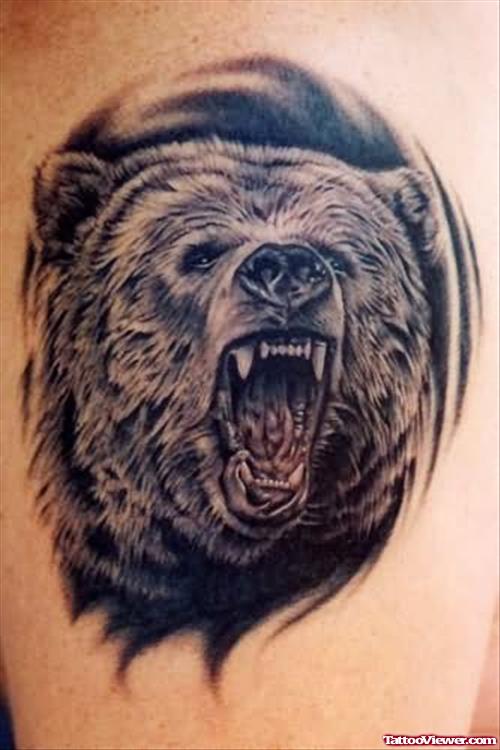 Roaring Bear Face Tattoo