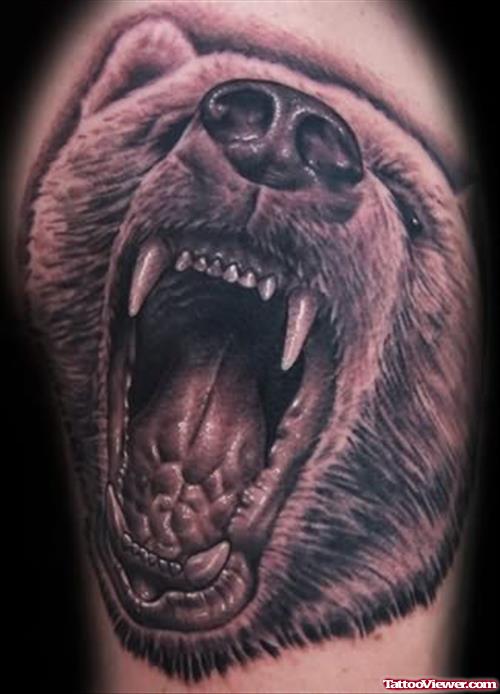 Dangerous Bear Face Tattoo