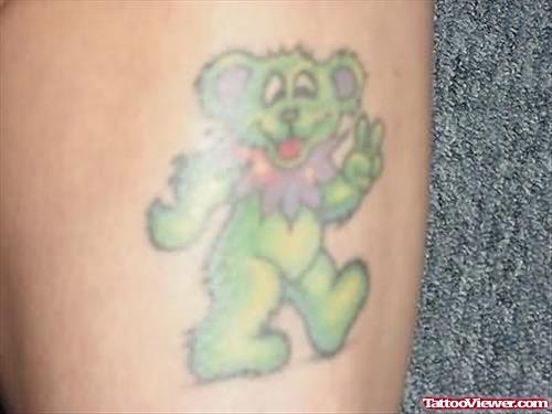 Cute Coloured Bear Tattoo