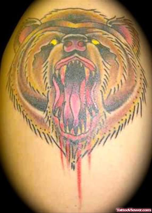 Bear Face Blood Tattoo
