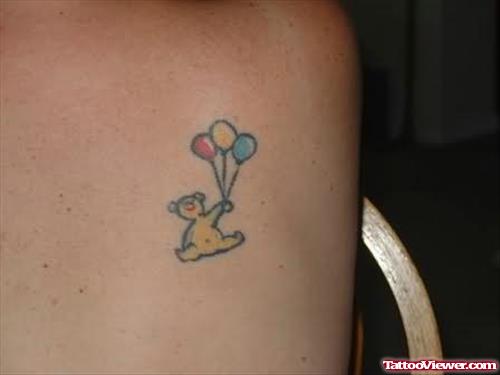 Cute & Tiny Bear With Balloons Tattoo