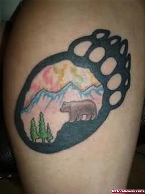 Bear In Paw Tattoo Design On Back