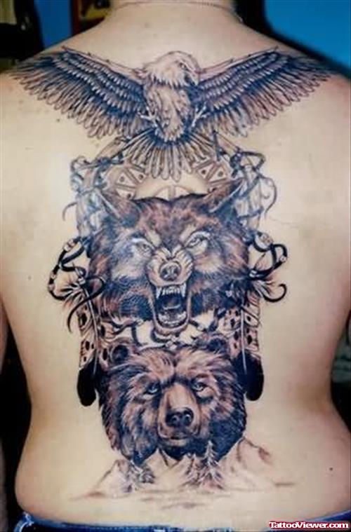 Eagle Wolf And Bear Tattoo