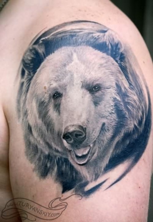 Grey  Bear Face Tattoo