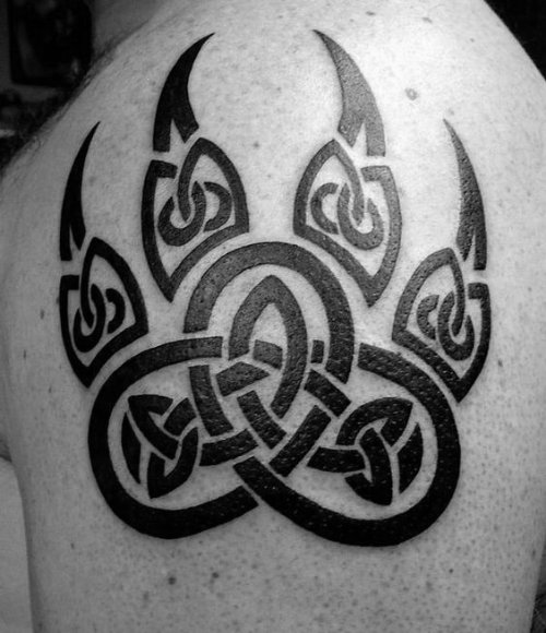 Tribal Bear Claw Tattoo On Left Shoulder