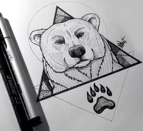 Clawprint and Bear Head Tattoo Design