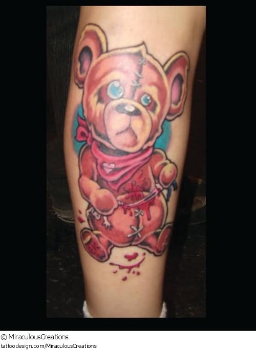 Pirate Bear Tattoo On Leg