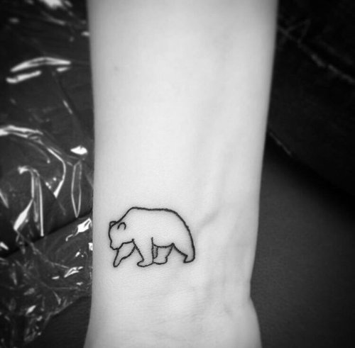 Small Outline Bear Tattoo On Wrist