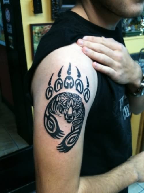 Tribal Claw And Bear Tattoo On Arm