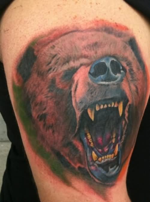 Roaring Bear Head Tattoo