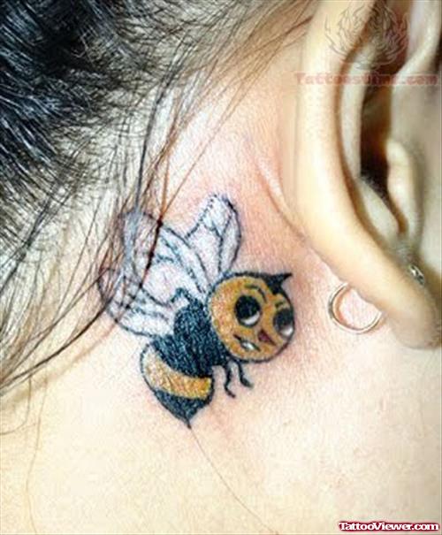 Back Ear Bee Tattoo