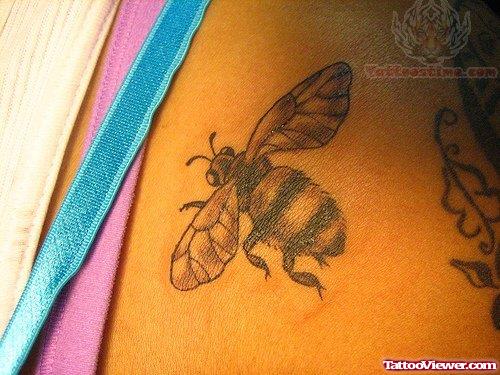 Black Ink Bee Tattoo