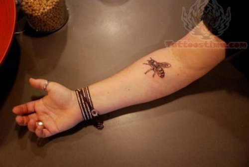 Large Bee Tattoo On Arm