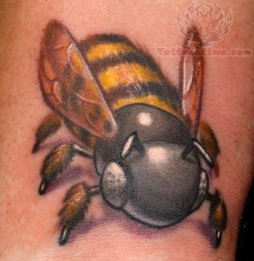 Black And Yellow Bee Tattoo