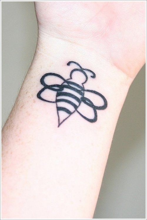 Left Wrist Bee Tattoo