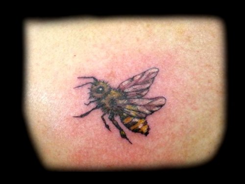 Amazing Small Bee Tattoo