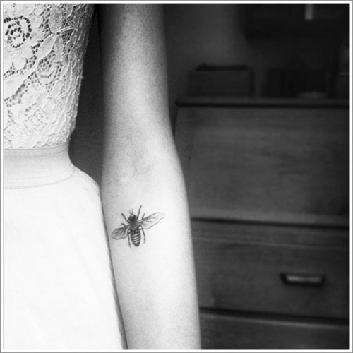 Girl Left Sleeve Bee Tattoo