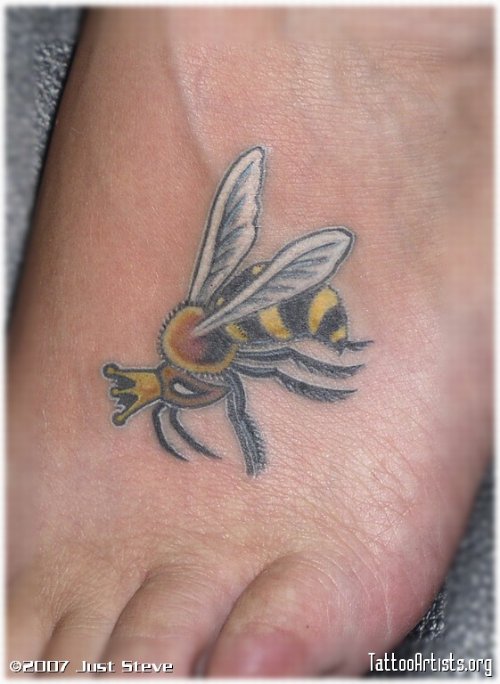 Queen Bee Tattoo On Left Foot