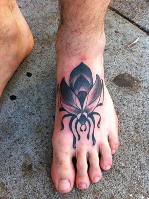 Grey Ink Beetle Tattoo On Left Foot
