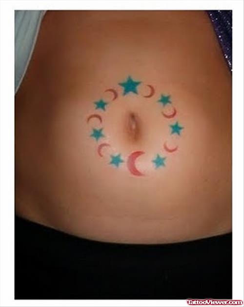 Beautiful Moon And Stars Tattoo