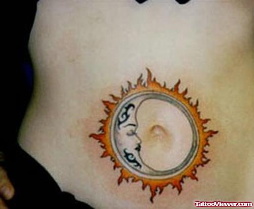 Extreme Sun-MoonTattoo On Belly