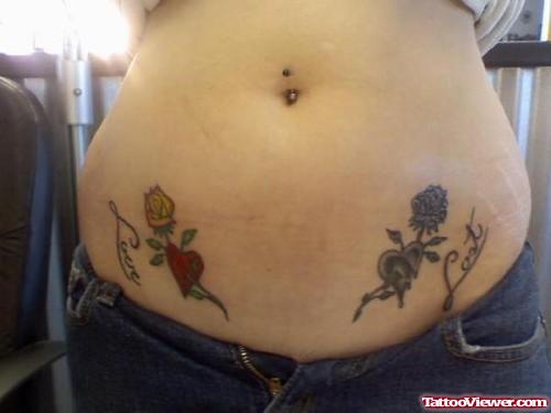 Love Tattoo On Belly