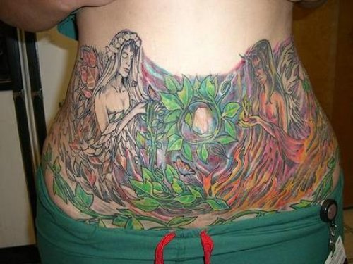 Touching Fairy Tattoo On Belly
