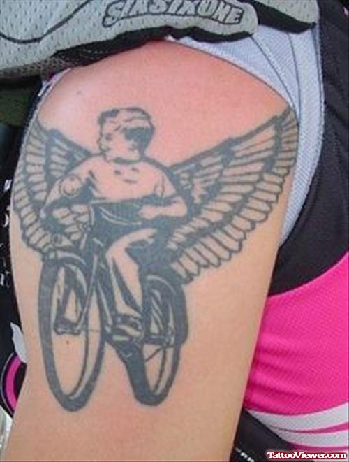 Angel On Bike - Biceps Tattoo