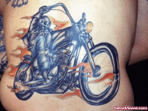 Biker in Flames Tattoo