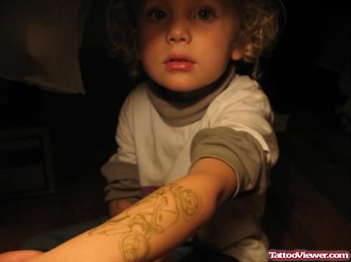 Bike Tattoo On Child Arm
