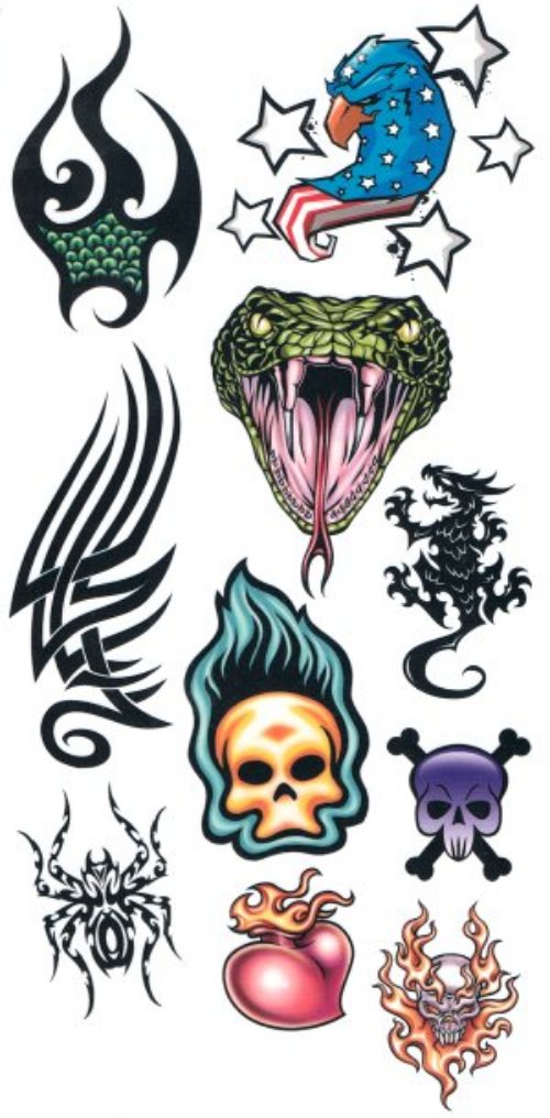 Tribal And Color Biker Tattoo Design