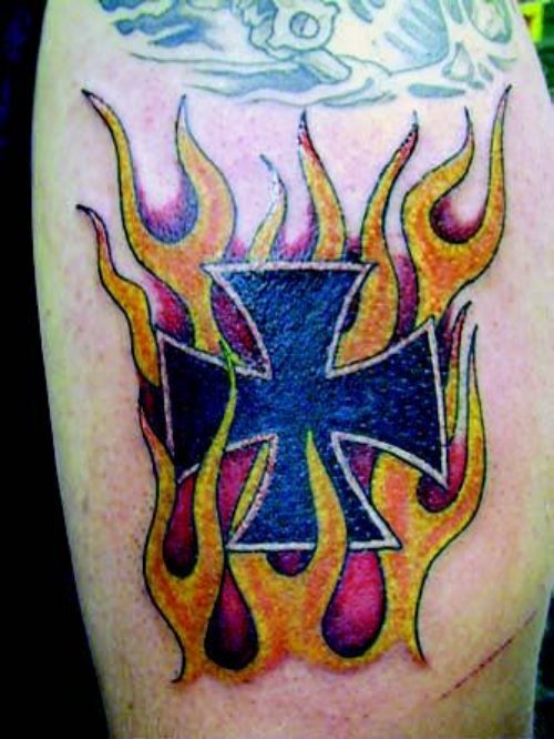 Flaming Biker Tattoo