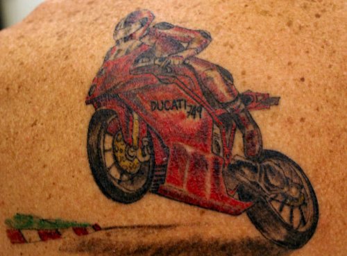 Red Ink Biker Tattoo