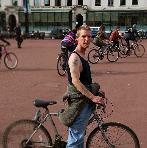 Biker Tattoo On Man Right Half Sleeve