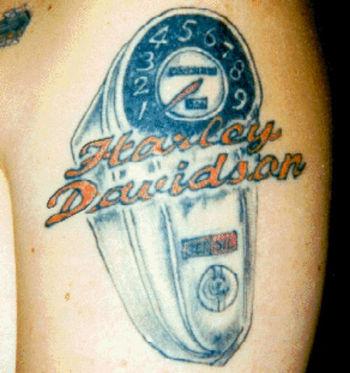 Harley Davidson Meter Biker Tattoo On Left Shoulder