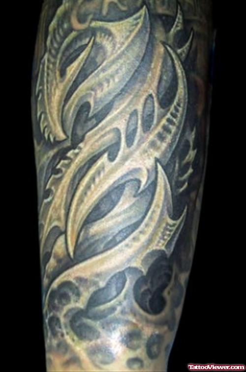 Grey Ink Best Biomechanical Tattoo