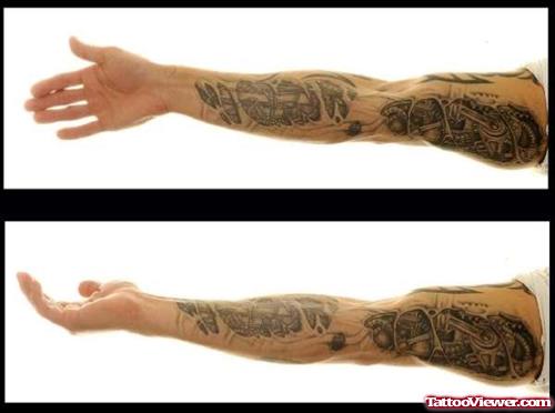Man Sleeve Biomechanical Tattoo Design
