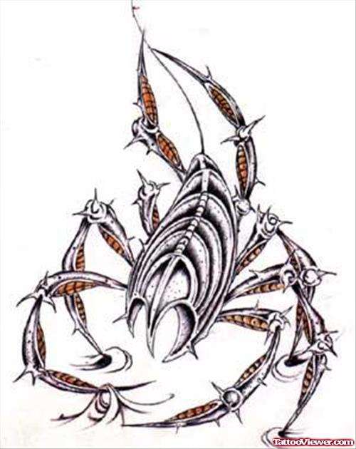 Biomechanical Scorpio Tattoo Design