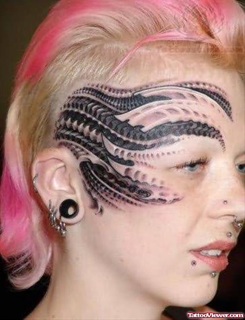 Girl Face Biomechanical Tattoo
