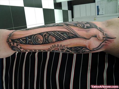 Impressive Biomechanical Arm Tattoo
