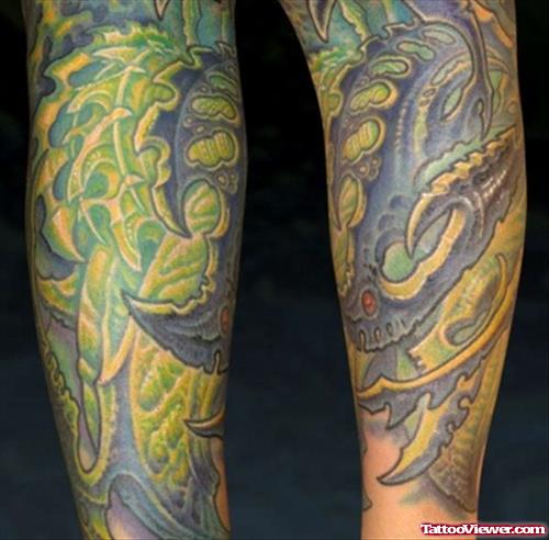 Green Ink Biomechanical Tattoo