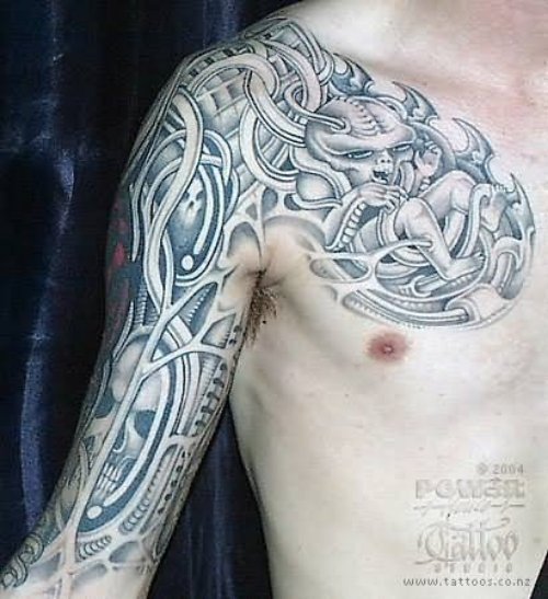 Ghost Biochemical Tattoo On Chest