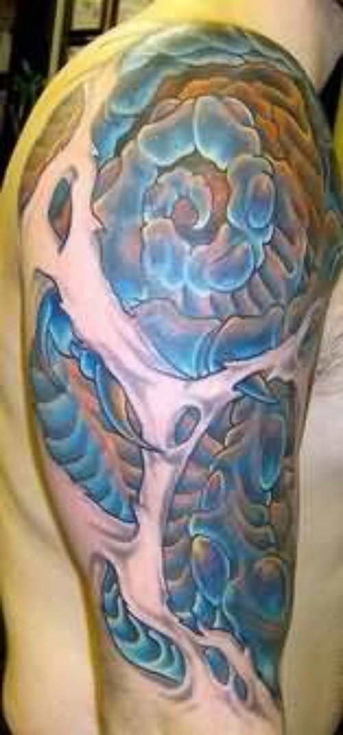 Terrific Biomechanical Tattoo On Shoulder