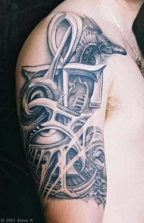 Biomechanic Tattoo On Shoulder